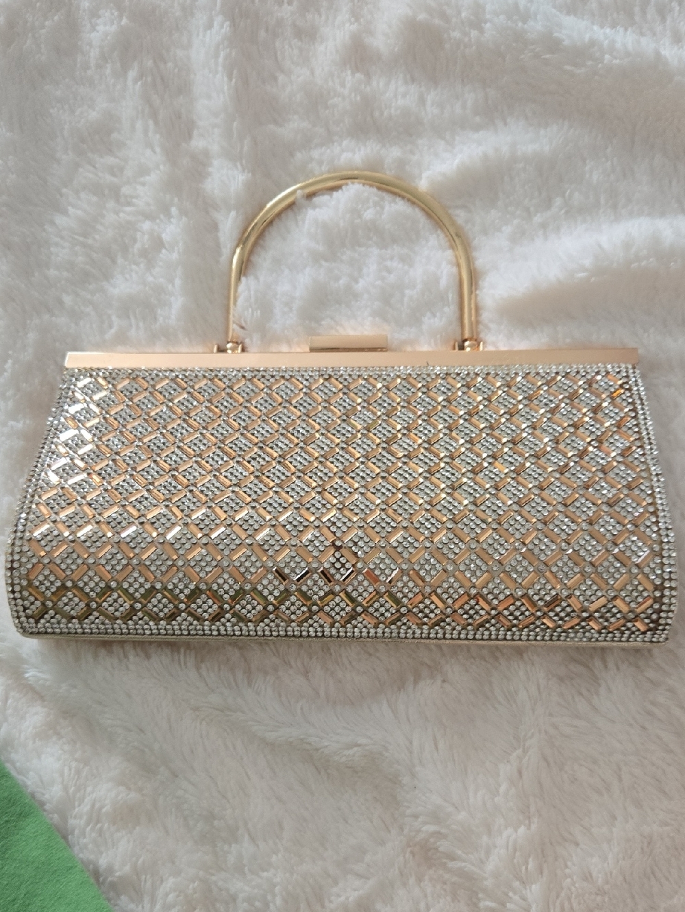 Gold and Silver Rhinestone Evening Clutch